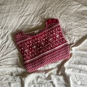 J. Jill Red Snowflake Winter Cottage Knit